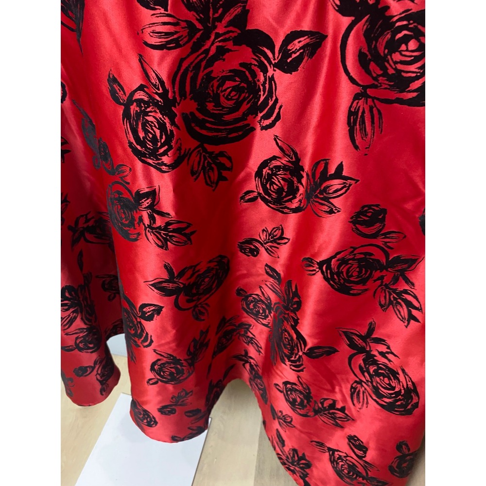 Bettie Page by Pinups Red Black Flocked Rose Lace Cocktail Dress VTG Retro XL - Picture 5 of 9